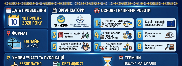 Всеукраинская научно-практическая конференция: Международные стандарты прав человека и национальная правовая система (10 декабря 2026)